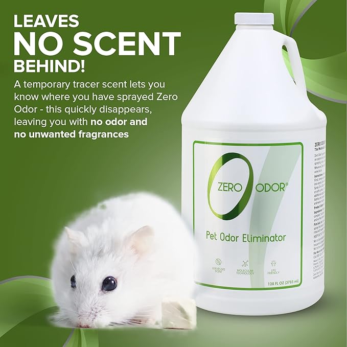 Zero Odor - Pet Odor Eliminator for strong odor, Eliminate Air & Surface Odors – Patented Molecular Technology Best For Carpet, Furniture, Beds Smell Great Again (128 Ounces)