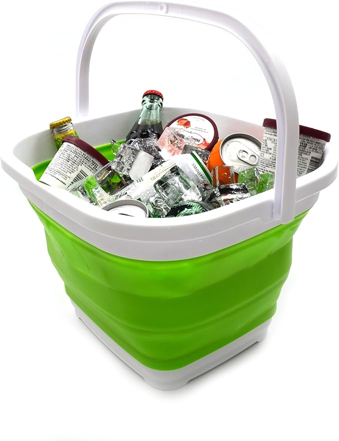SAMMART 11L (2.9 Gallon) Collapsible Rectangular Handy Bucket (1, Green)