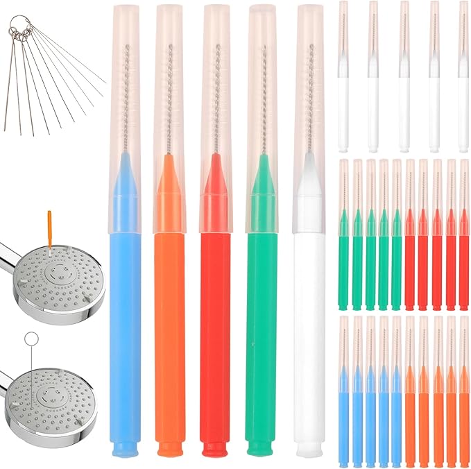 35 Pcs Shower Head Cleaner Tool Multi-Size, Shower Head Cleaning Brushes for Small Hole Nozzle, Showerhead Cleaner Picks Unclogger for Household Bathroom | Multi-Color Set