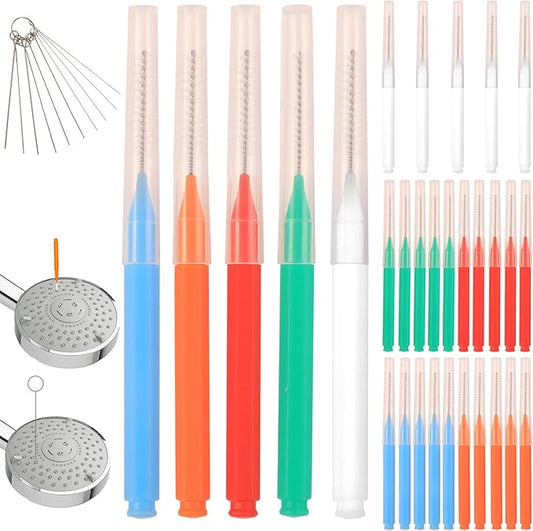 35 Pcs Shower Head Cleaner Tool Multi-Size, Shower Head Cleaning Brushes for Small Hole Nozzle, Showerhead Cleaner Picks Unclogger for Household Bathroom | Multi-Color Set