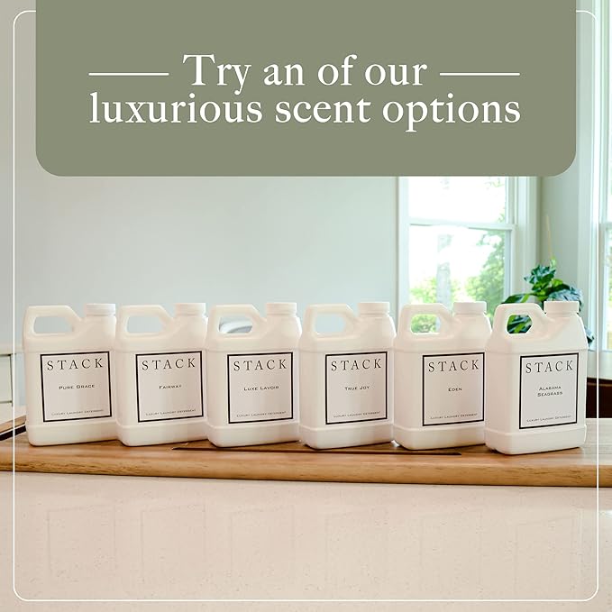 STACK Luxe Lavoir Luxury Laundry Detergent - Premium Scented Laundry Detergent for HE & Standard Washers - Infused with Lavender & Musk - Paraben & Dye Free - Gentle & Effective Cleaning - 32 oz