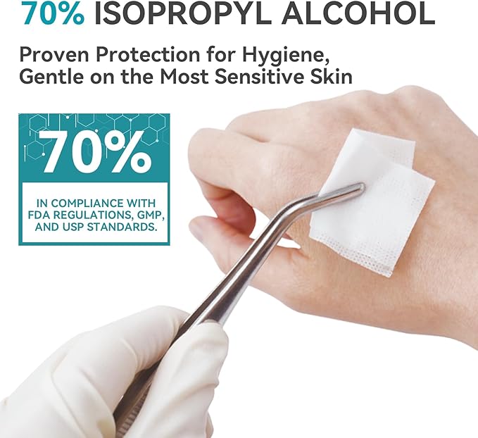 Winner Alcohol Prep Pads, 200 Count Alcohol Wipes Individually Wrapped, 70% Isopropyl, Medical Grade 4 Ply Swabs, Essential for First Aid, Home and Laboratories