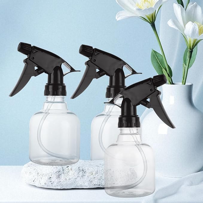 20 Pack 8 Oz Plastic Spray Bottle with Black Trigger Sprayers, Empty Refillable Spray Bottles with Adjustable Head Sprayer for Cleaning, Hair, Plant & Kitchen Use