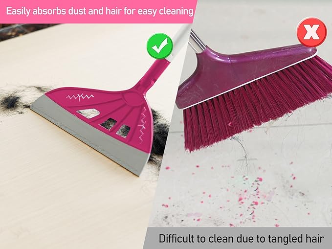 Magic Silicone Broom Sweeper, Multi-Function Floor Cleaning Brush, Bathroom, Pet Hair, Dog Brush Set (Pink)