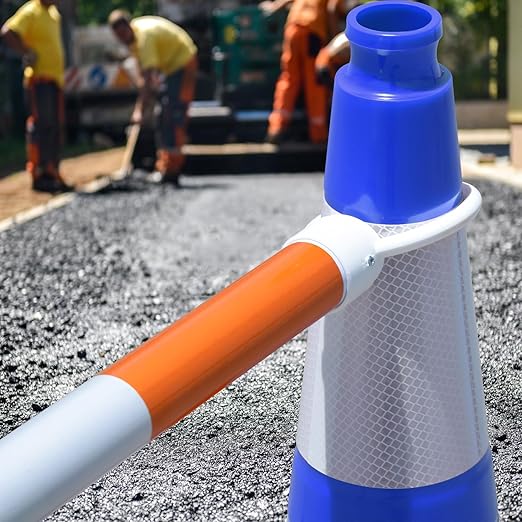 Fluorescent Orange/Green PVC Traffic Cones, Heavy Black Base Parking Lot Cone Structurally Stable Weatherproof Road Construction Safety Cones (8, Blue, 28" Large)