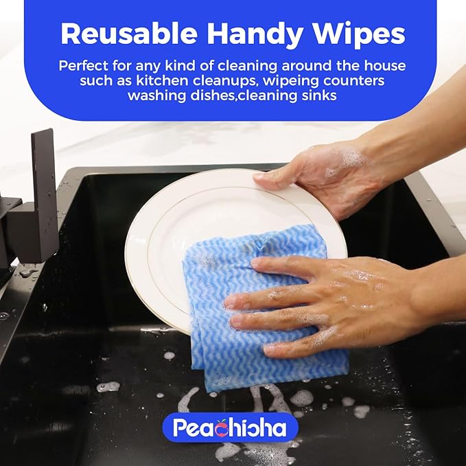 Reusable Cleaning Towels Handi Wipes Reusable Cloths Disposabel Dish Cloths Dish Towels Dry Handy Wipes Big Durable Absoebent 40 Count, Green