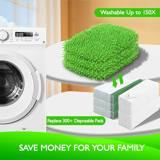 Reusable Microfiber Mop Pads Compatible with Swiffer Sweeper- 8 Pack Dry Sweeping Cloths & Wet Mopping Cloths - Washable Wet Pads Refill for Mopping Floors (Mop is not Included)
