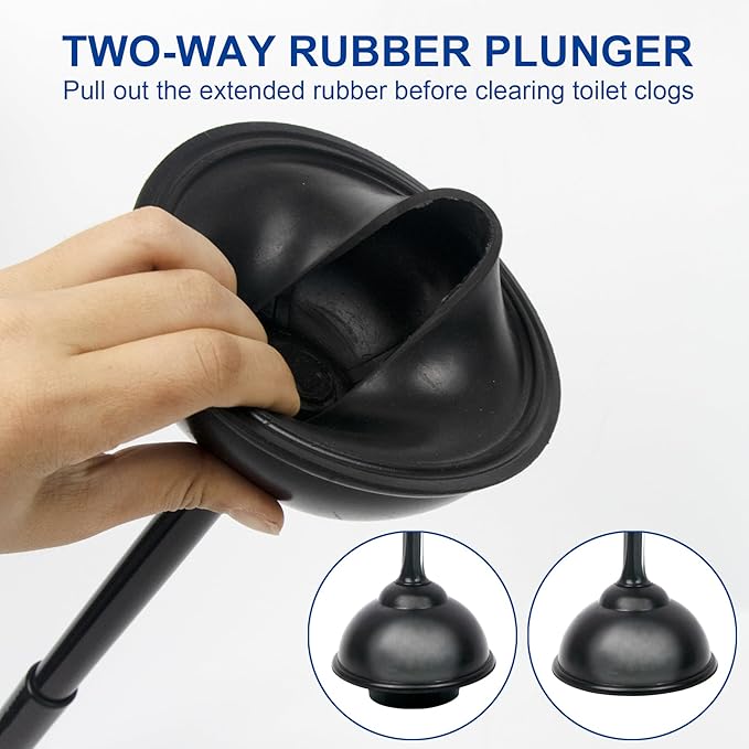 CELOX 2 Sets Black Toilet Brush and Plunger Set for Bathroom Heavy Duty