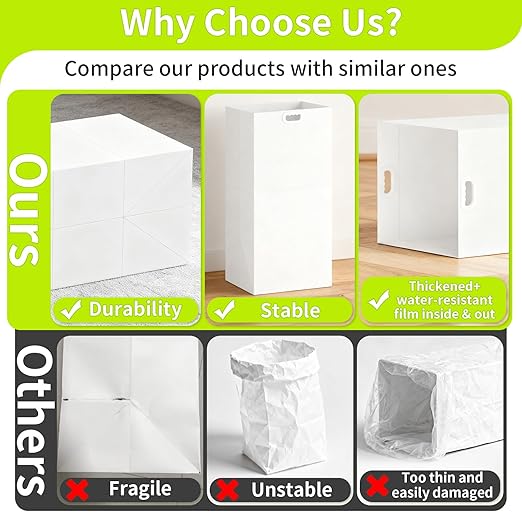30 Gallon Disposable Trash Cans for Parties, 4 Pack Extra Large Portable Trash Can White Pop Up Trash Cans Bin, Recycle Collapsible Garbage Can Bins for Party Kitchen Camping Trash Can