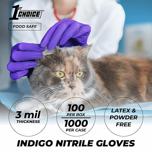 1st Choice Nitrile Disposable Gloves Indigo Nitrile Medium Gloves Disposable Latex Free Exam Grade Gloves 2 Boxes of 100
