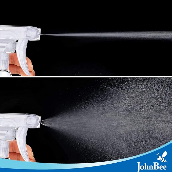 JohnBee Plastic Spray Bottle (4 Pack, 16 Oz) Heavy Duty Spraying Bottles Leak Proof Mist Empty Water Bottle for Cleaning Solution Planting Pet with Adjustable Nozzle Weighing Scientific