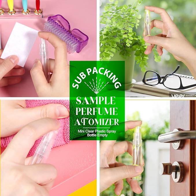 Teenitor 20Pcs Mini Spray Bottle, Travel Spray Bottle 5ml Plastic, Fine Mist Atomizer for Perfume, Mini Refillable Bottle, Empty Bottle for Travel