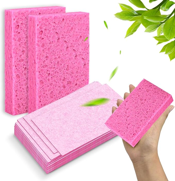 36 - Pack Non-Scratch Scrub Sponges - Sponges for Dishes and Washing Dishes, Cleaning Sponges for Kitchen Home and More（Pink）