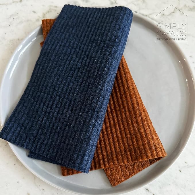 Hand‑Dyed 5‑Pack Swedish Dishcloths – Reusable, Biodegradable Cloths, Super‑Absorbent Dual‑Texture, Plastic‑Free Packaging, Made in Sweden