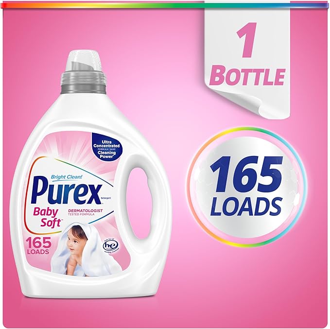 Purex Liquid Laundry Detergent, Ultra Concentrated, Baby, 82.5 Ounce, 165 Loads