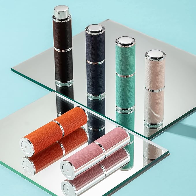5PCS Perfume Atomizer, 8ML Leather Empty Cologne Sprayer, Mini Perfume Spray Bottle for Travel