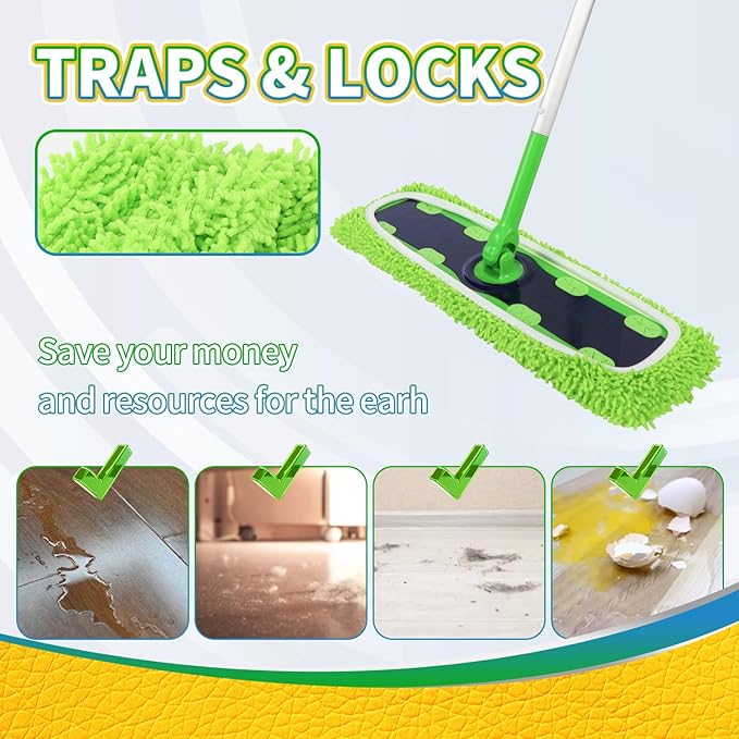 2 Pack X-Large Reusable 100% Coral Fleece Mop Pads Compatible with Swiffer XL（17'' x 5''）, Washable Pads for Surface/Hardwood Floor Cleaning (Mop is Not Included)