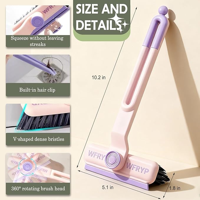 3-in-1 Multi-Purpose Stiff Bristle Crevice Cleaner Brush - Squeegee Household Deep Cleaning Tool - Versatile, Durable, Fine Brush for Cleaning Small Spaces