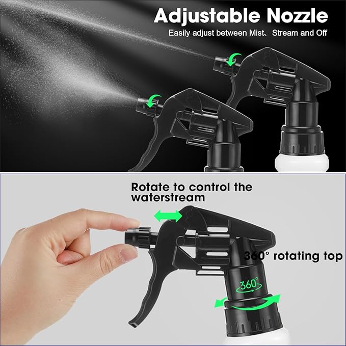 Eccliy 20 Pack 16 Oz Empty Spray Bottles for Cleaning, Leak Proof Spray Bottles with Measurements and Adjustable Nozzle for Cleaning Commercial Supplies(Cylinder,Black)