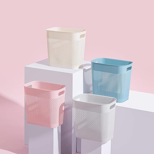 UUJOLY Plastic Small Trash Can Wastebasket, Garbage Container Basket for Bathrooms, Laundry Room, Kitchens, Offices, Kids Rooms, Dorms, (Blue, 2 Pack/3 gallons)