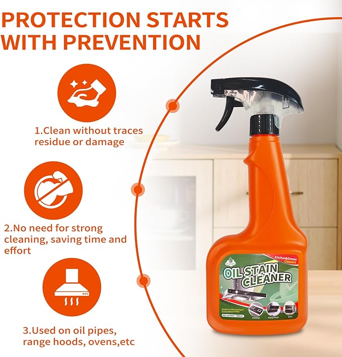 All-Purpose Oil Stain Cleaner, Degreaser Kitchen Foam Cleaner Spray, Degreaser Cleaner Heavy Duty, Kitchen Cleaning Supplies, Household Essentials (1 PCS)