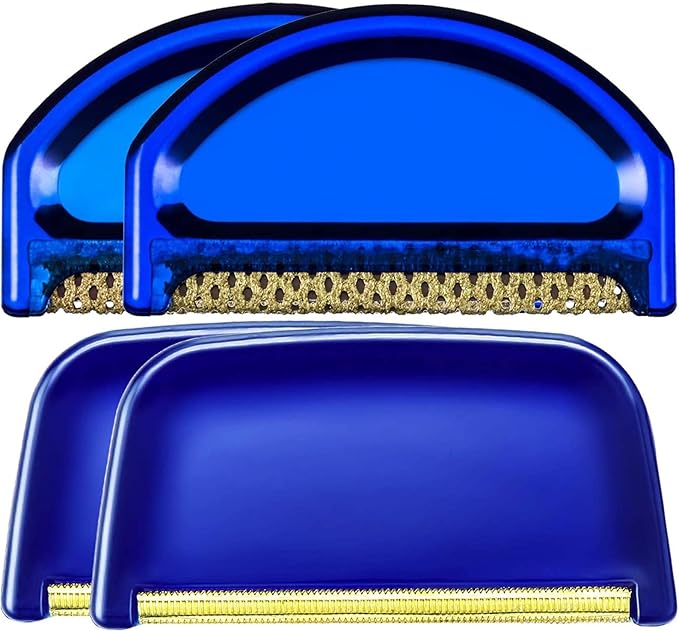 4 Pieces Sweater Combs to Remove Pilling Sweater Defuzzer Multi-Fabric Shaver and Cashmere Comb Wool Pilling Remover Pills, Fuzz from Clothes (Blue)