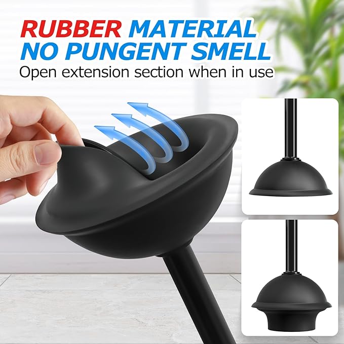 3Pack Toilet Brush and Plunger Set, Extended Handle Plunger,Toilet Bowl Brush Plunger Set,Bathroom Cleaning Tools,Toilet Brush Plunger Combo,Cleaning Brush,Cleaning Supplies(20inch)