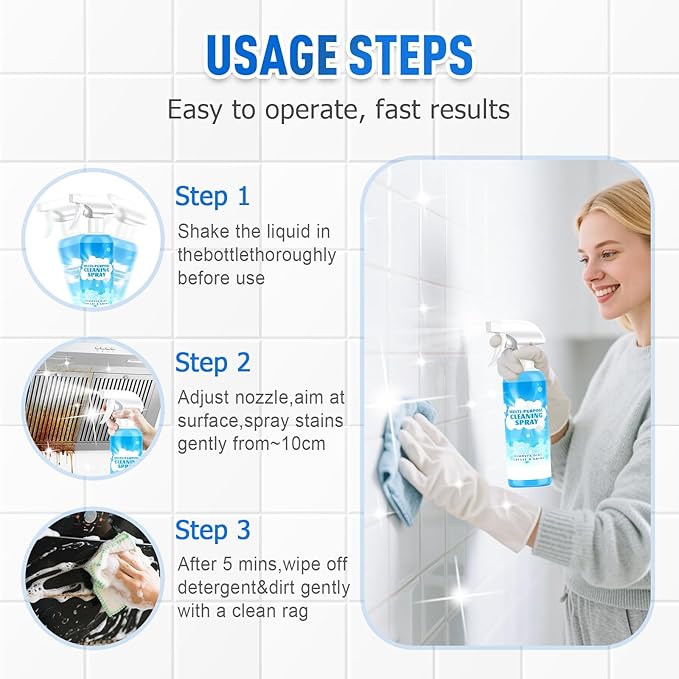 Multifunctional Powerful Spray Kitchen Foam Cleaner, 2025 New Multi-Purpose Cleaning Spray, Easy-To-Use Grease Remover For Kitchen, Fast-Acting Tile Cleaner For Families (1)