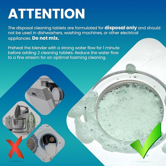 Maravello Garbage Disposal Cleaner and Deodorizer 28 Tablets Sink Foaming Garbage Disposer Freshener - Kitchen Drain Cleaning Pods with Apple Fresh Formula - 1 Year Supply