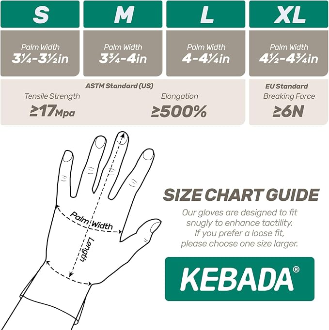 Kebada Nitrile Gloves D1, Nitrile Disposable Gloves for Cleaning, Food Prep, Industrial Grade, Non-Sterile, Food Safe, Powder & Latex Free, Touchscreen, Blue, 1000 CT, Large (Made in Vietnam)