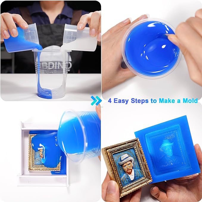 BBDINO Silicone Mold Making Kit 30A, Mold-Making Silicon Rubber 1 Gallon/10 Lbs/160 Oz Liquid Silicon for Molds Making, 1:1 by Volume, Ideal for Silicone, Resins, Soap, Concrete, Wax Molding