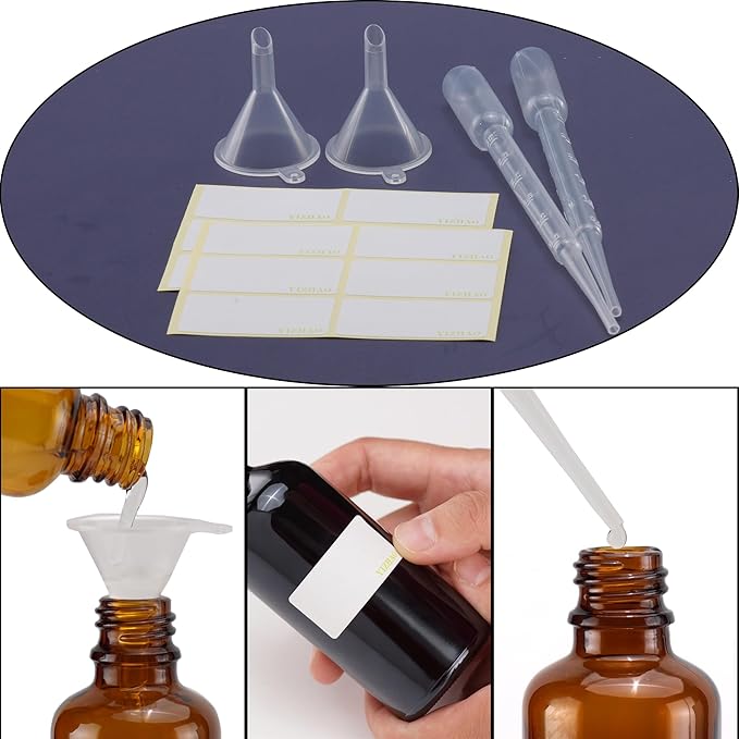 YIZHAO Clear Glass Dropper Bottle 2oz, Tincture Bottles with Glass Dropper, for Essential Oils, Aromatherapy, Cosmetic, Laboratory, Pharmacy, Liquids, Travel –12 Pcs