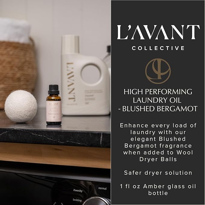 L’Avant Collective | Essential Oils for Laundry - Dryer Balls Scents, Scented Fragrance Essential Oil Drops | Blushed Bergamot Laundry Oil - Essential Oil Blend