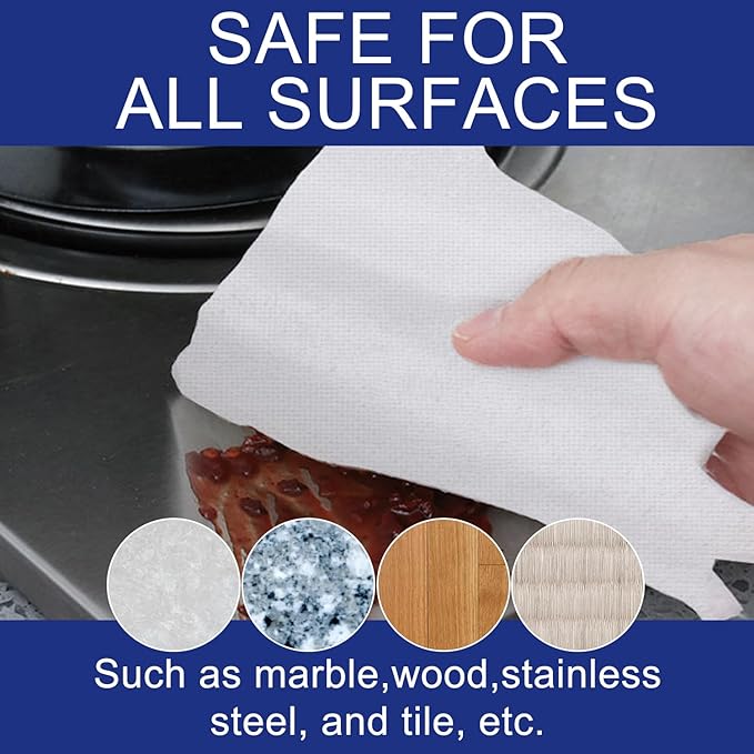 Disposable Dish Cloth and Cleaning Handi Wipes, 100ct, Multi-Use Rags for Kitchen, Bathroom and Windows, White