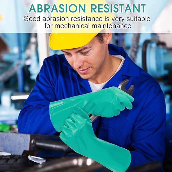 40 Pairs Chemical Resistant Gloves Heavy Duty Thick Nitrile Gloves Bulk for Cleaning, Resist Household Acid, Alkali and Oil (X-Large)