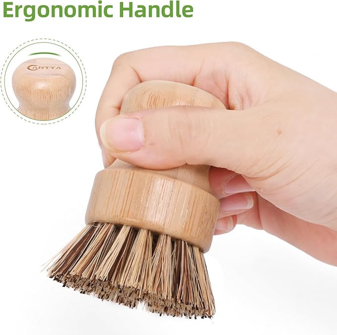 6 Pack Kitchen Scrub Brush for Dishes - Hard Bristle, Natural Dish Scrubber Brush Environmental Protection and Durable, Kitchen Scrubbers for Dishes, Pots, Pans, Grills and Stoves