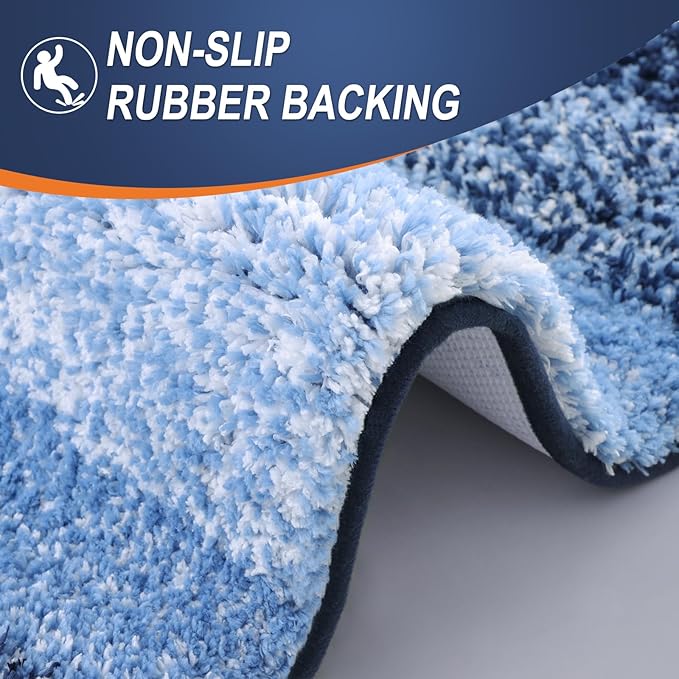 OLANLY Bathroom Runner Rugs 47x17, Extra Soft Absorbent Microfiber Bath Rugs, Rubber Backing, Quick Dry, Machine Washable Bath Mats for Bathroom Floor, Tub and Shower, Home Decor Accessories, Navy