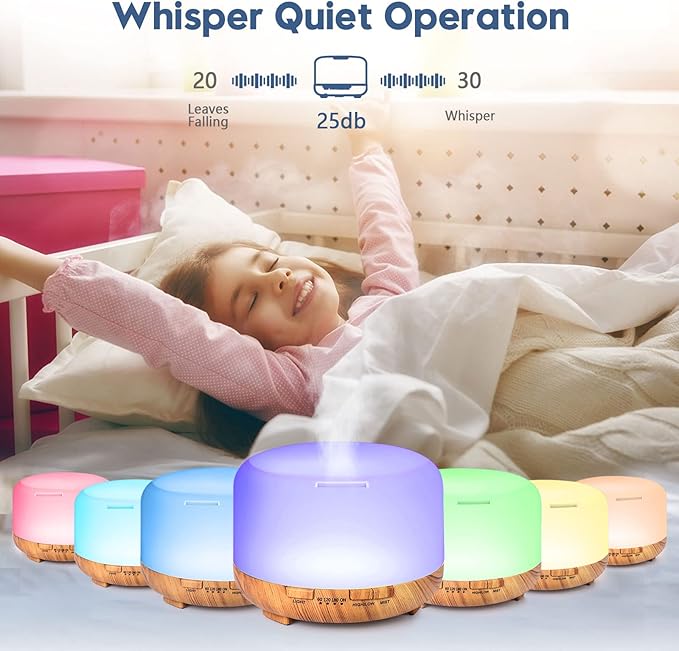 Essential Oil Diffuser, YIKUBEE Oil Diffuser, 500ml Humidifier, Diffusers for Home, Aromatherapy Diffuser with Remote Control, Diffusers for Essential Oils Large Room