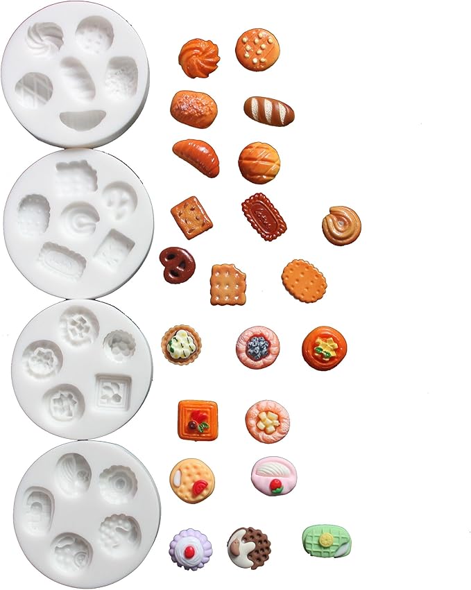Lovely Small Items Silicone Fondant Molds Set For Cake Topper, Gumpaste, Candy & Chocolate, Polymer Clay and More (Round Food Items)