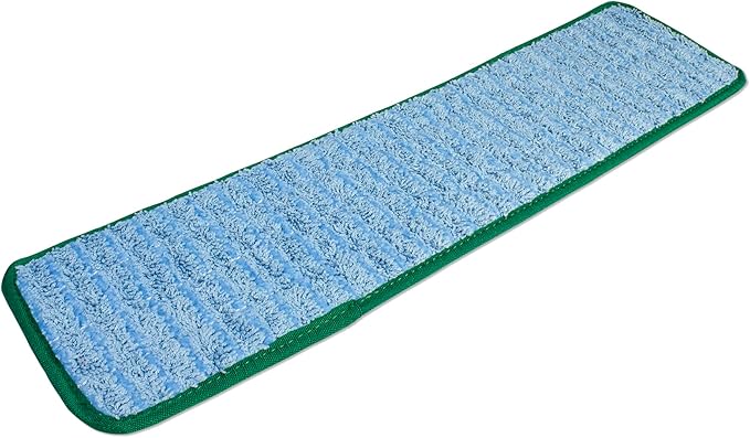 CleanAide Twist Yarn Microfiber Flat Mop Pad with Scrub Strips, Reusable Washable Wet & Dry for Dust, Dirt & Grime, Extra Absorbent, Hook and Loop Backing, Fits Standard 24 Inch Frames, Green