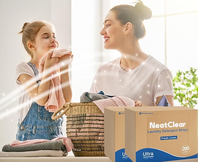Laundry Detergent Sheets - Fresh Linen 100 Sheets (200 Loads) - Concentrated Liquidless Laundry Soap - No Mess - Space-Saving - for Travel, Apartments, Dorms, Sink