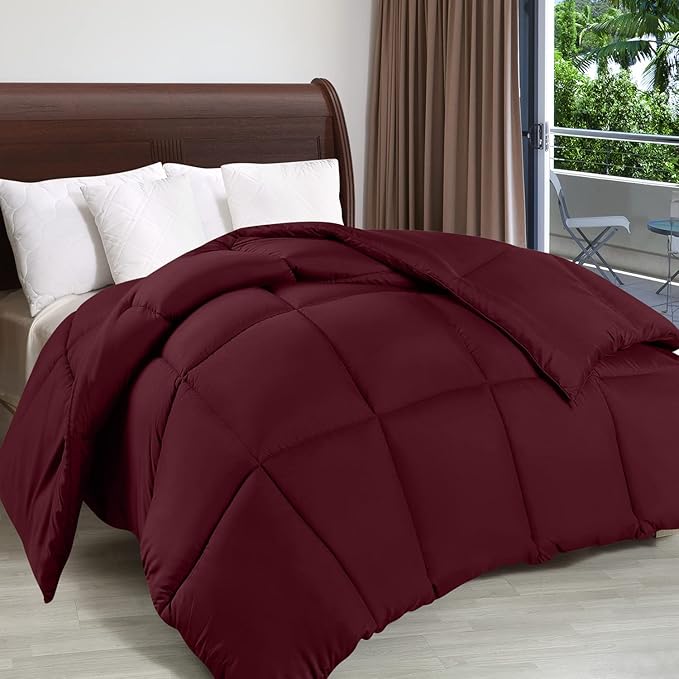 Utopia Bedding Comforter Duvet Insert, Quilted Comforter with Corner Tabs, Box Stitched Down Alternative Comforters Queen Size (Burgundy)