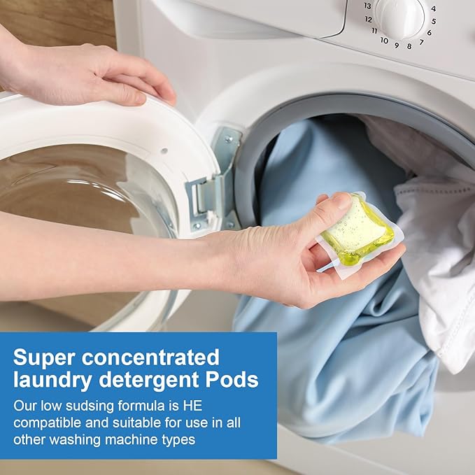 400 Pcs Laundry Detergent Soap Pods Bulk Anti Sensitive Laundry Pods Scented Washing Machine Pacs Packs with Clear Container Stain and Odor Removal, Ultra Concentrated,Plant Ingredient