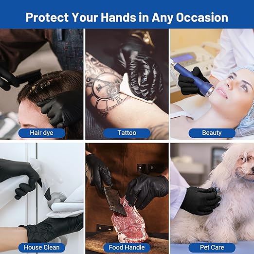 JMU Black Nitrile Disposable Gloves Large, 200 Count, 3.5 Mil, Latex Free Powder Free Medical Exam Gloves