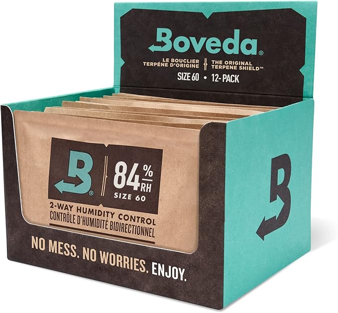 Boveda For Seasoning Two-Way Humidity Control Packs – 84% RH to Season Wood Humidifier Boxes – Size 60 – 12 Pack – Individually Wrapped Seasoning Packets