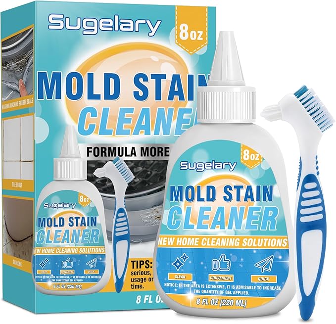 Sugelary Mold Stain Cleaning Gel, 8 fl oz Thick Cleaner for Washing Machine Gasket, Grout, Caulk, Shower, Sink, and Bathroom Surfaces