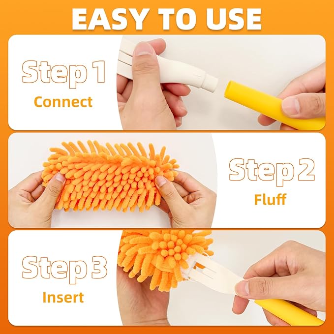 8 Pack Reusable Duster Compatible with Swiffer Hand Duster, Microfiber 360 Heavy Duty Dusters Refills for Home & Office Cleaning(Include 1 Handle & Laundry Bag)