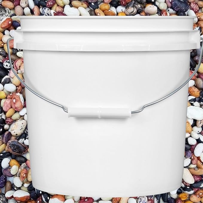 House Naturals 2 Gallon Bucket with Screw on Lid - Pack of 3 Made in USA Containers (White Buckets with White Lids)