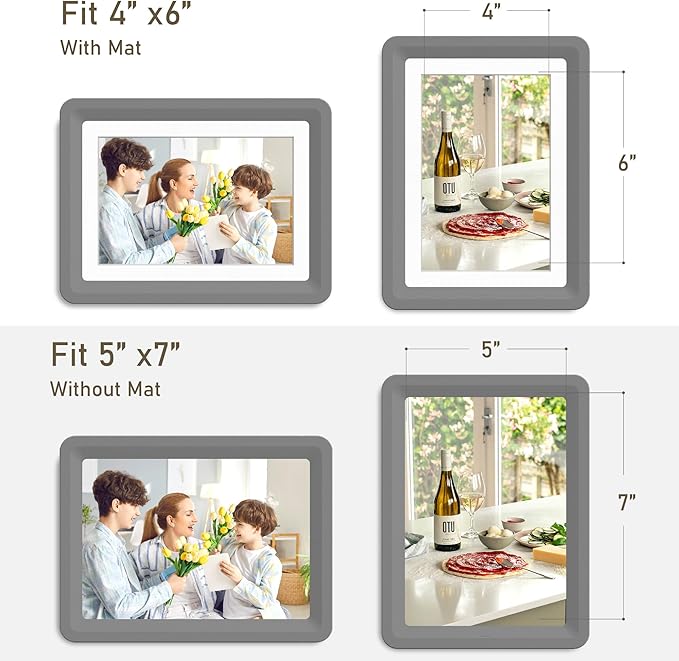 1-Pack 5x7 Picture Frame or 4x6 with Mat – Shatterproof Plastic Photo Frame for Family, Nursery, and Playroom, Wall & Tabletop Picture Frames for Home, Office, Safe & Lightweight Design in Dark Gray