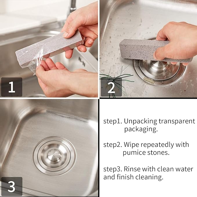 Chinco 2 Packs Pumice Stick for Cheaning, Pumice Scouring Stone Pad Removing Stain Grime Without Leaving Scratches for Kitchen Oven Stove Home Bathroom Toilet Pool House Cleaning Supplies